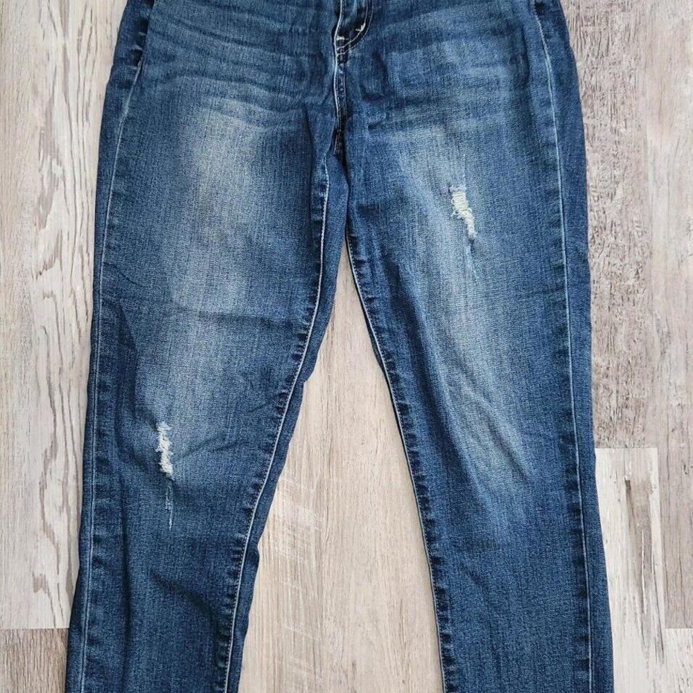 Kancan Jeans Size 7 / 27 Raw Hem Dark Stretch Distressed
